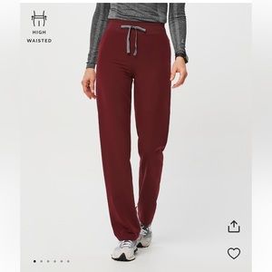 FIGS Burgundy High Waisted Livingston Scrub Pants. Size Large.